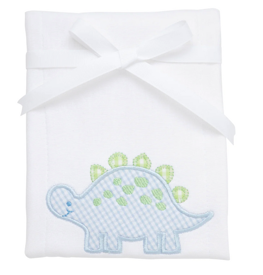 Dinosaur Applique Burp, Blue