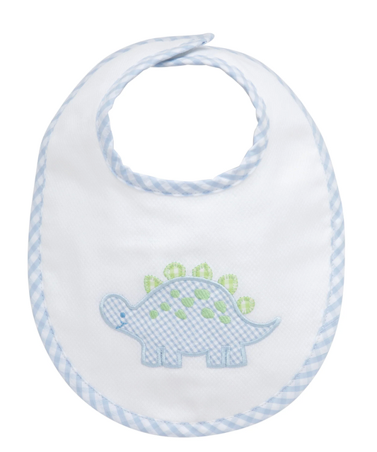Dino Applique Basic Bib, Blue