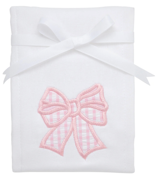 Bow Applique Burp, Pink