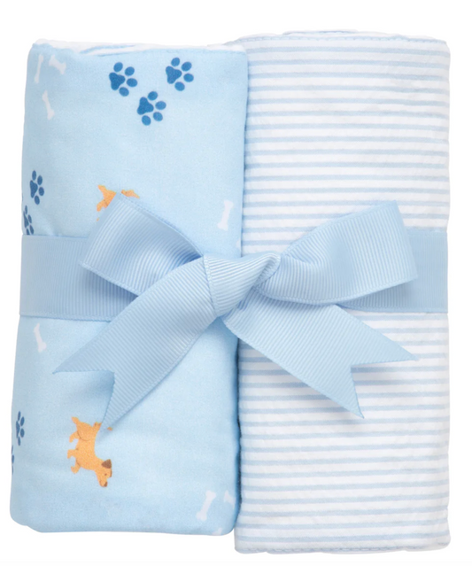BLUE LAB PUPPY SET OF 2 BURPS