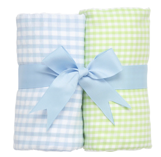 TRAIN SET OF 2 FABRIC BURPS