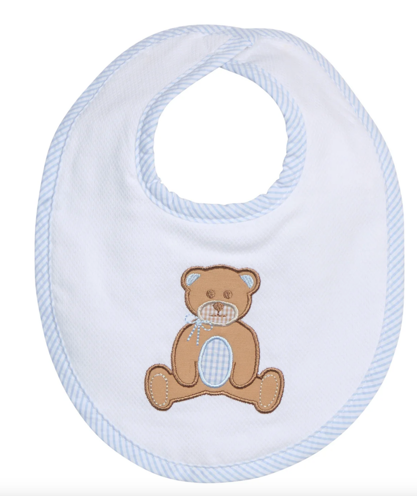 Teddy Bear Applique Basic Bib, Blue