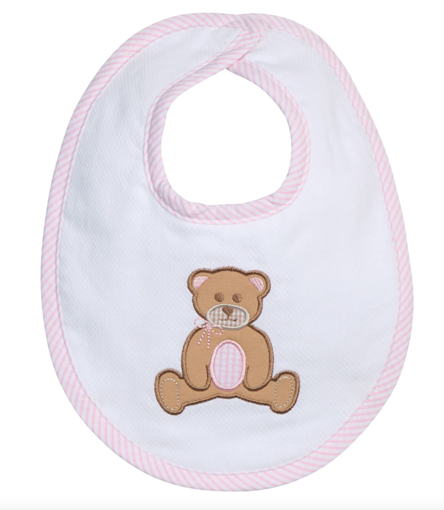 Teddy Bear Applique Basic Bib, Pink