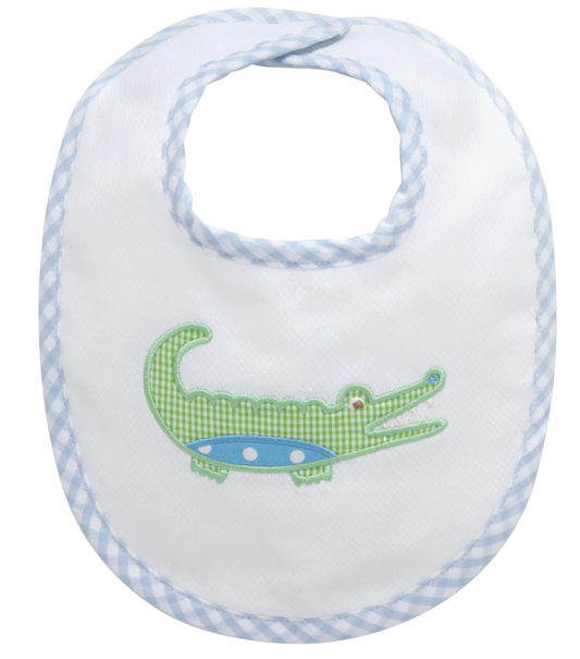 Alligator Applique Basic Bib, Blue