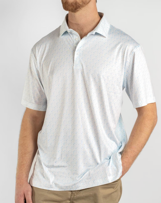 Men's Half Shell Performance Polo   Light Blue/White   Large