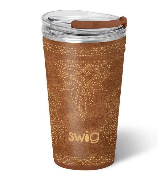 Saddle Stitch Cognac Party Cup 24oz