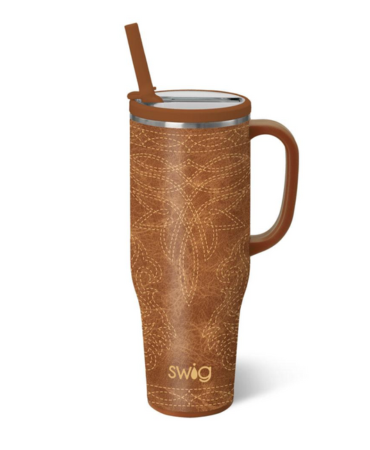Saddle Stitch Cognac Mega Mug 40oz