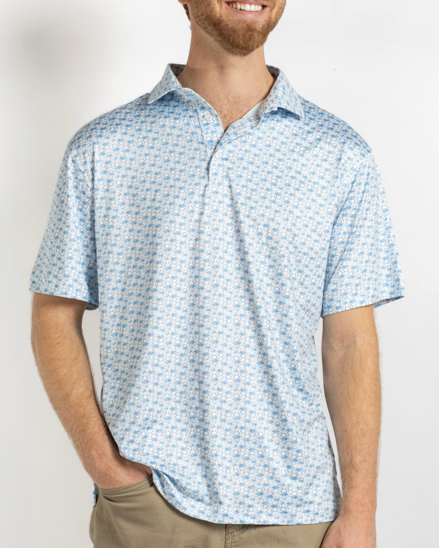 Men's Chesapeake Crab Performance Polo   Blue/White   Medium