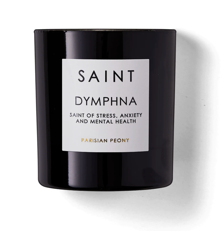 SAINT DYMPHNA, 11 OZ SAINT CANDLE (8 OZ FILL)