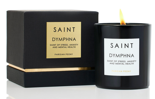 SAINT DYMPHNA, 11 OZ SAINT CANDLE (8 OZ FILL)