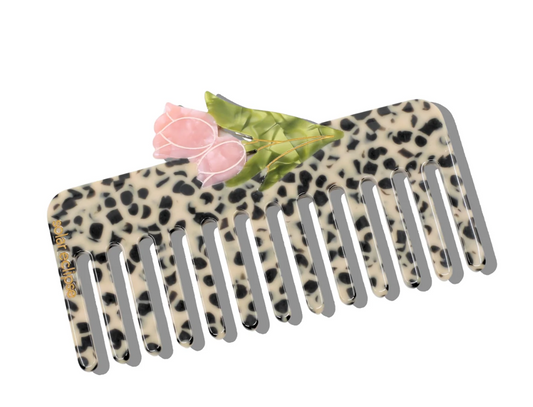 Hand-painted Vintage Tulips Hair Comb