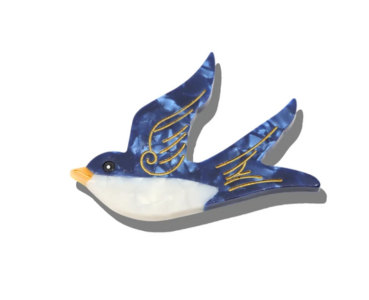 Hand-painted Swallow Brooch Pin