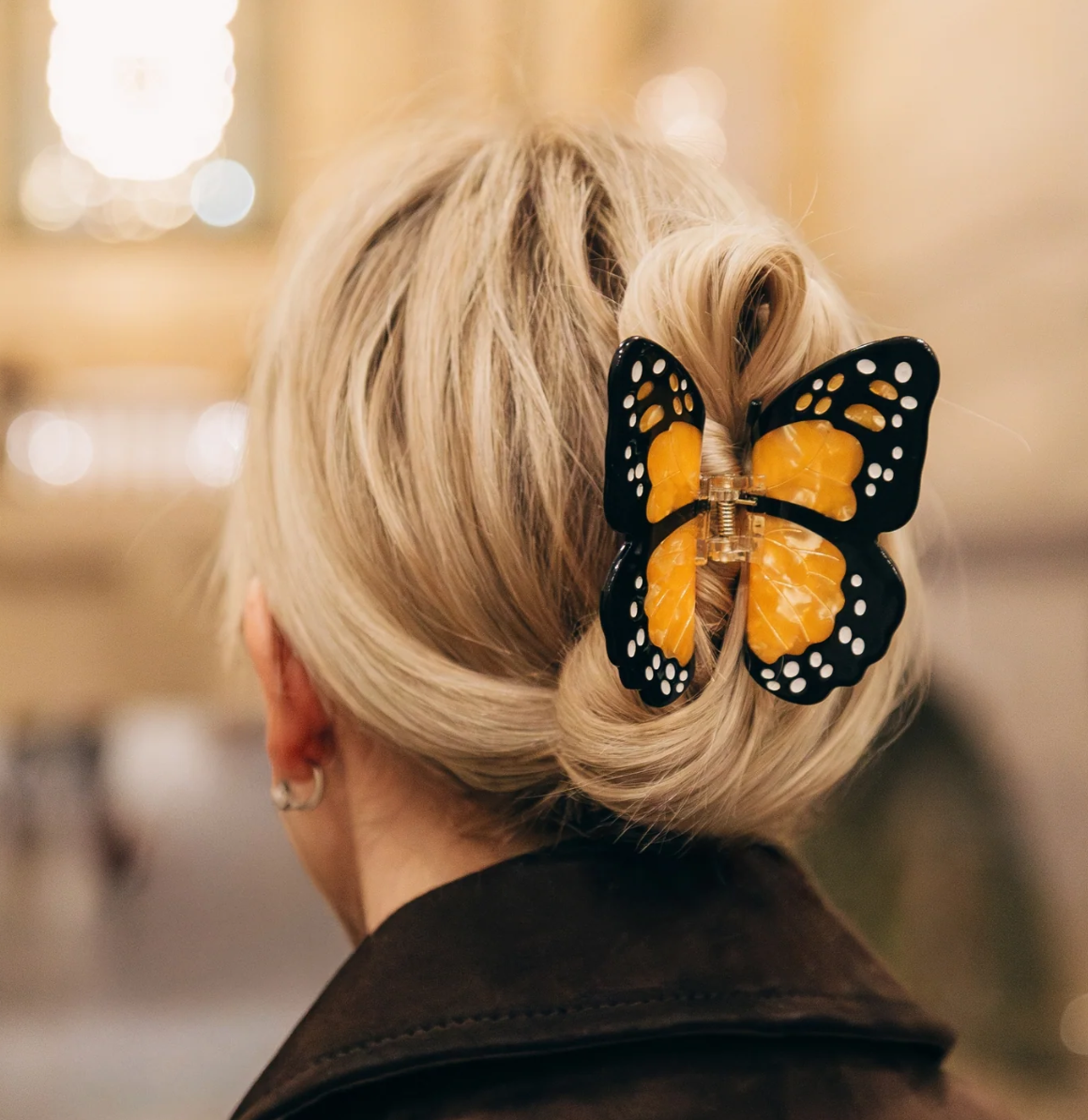 Hand-painted Monarch Butterfly Claw Hair Clip