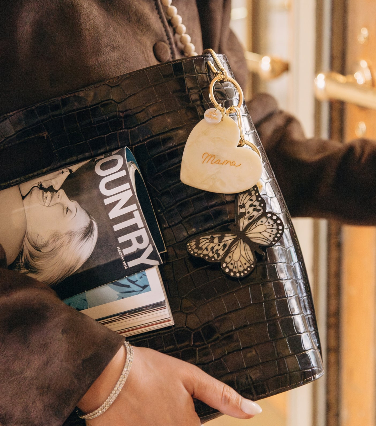 Hand-Painted Mama Heart Bag Charm + Keychain