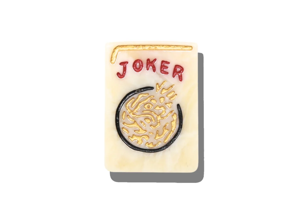 Hand-painted Mahjong Brooch Pin