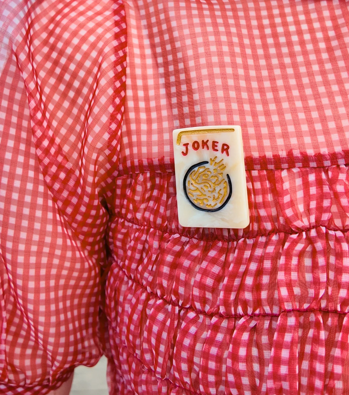 Hand-painted Mahjong Brooch Pin