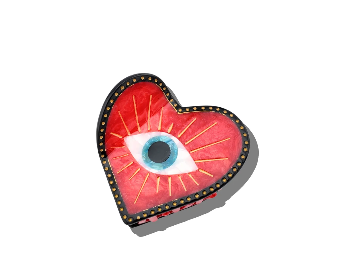 Hand-painted Lucky Eye Heart Hair Claw Clip