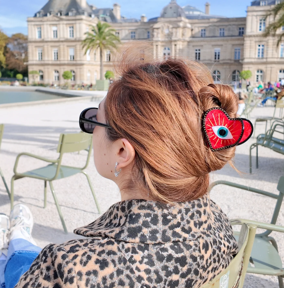 Hand-painted Lucky Eye Heart Hair Claw Clip