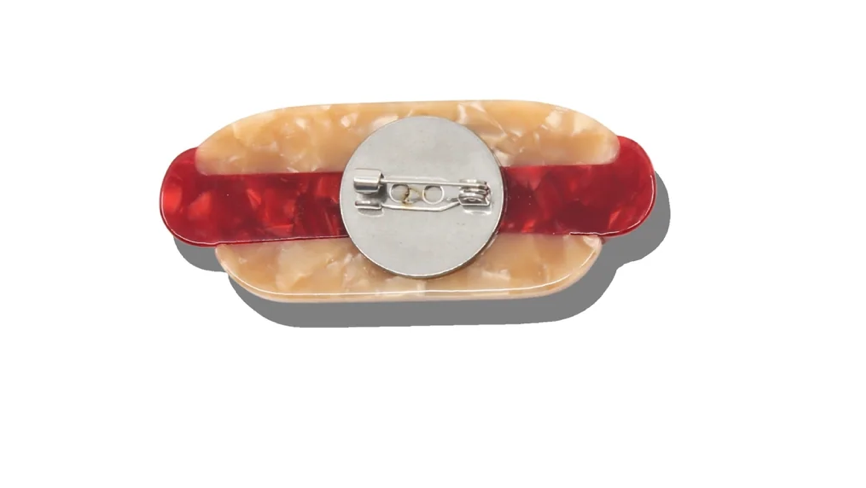 Hand-painted Hotdog Brooch Pin