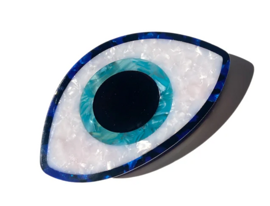 Hand-painted Evil Eye Claw Hair Clip