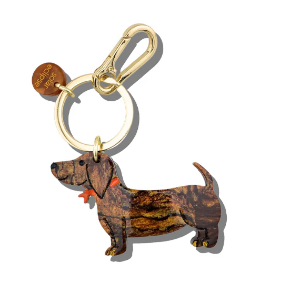 Hand-painted Dachshund Dog Bag Charm + Keychain|