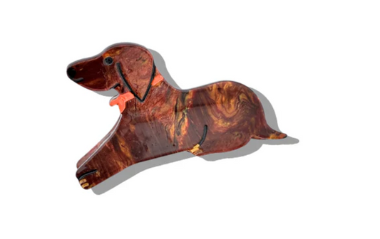 Hand-painted Dachshund Claw Hair Clip