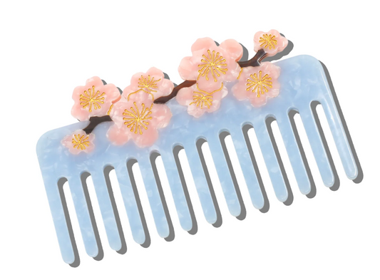 Hand-Painted Cherry Blossom Hair Comb