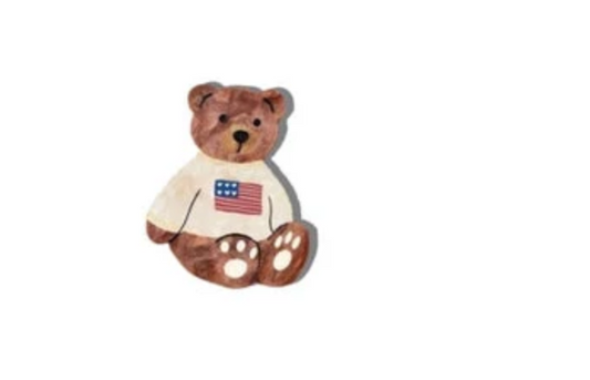 Hand-painted Americana Teddy Brooch Pin