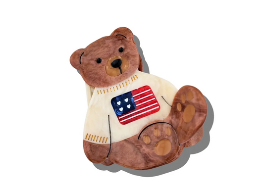 Hand-painted Americana Teddy Bear Claw Hair