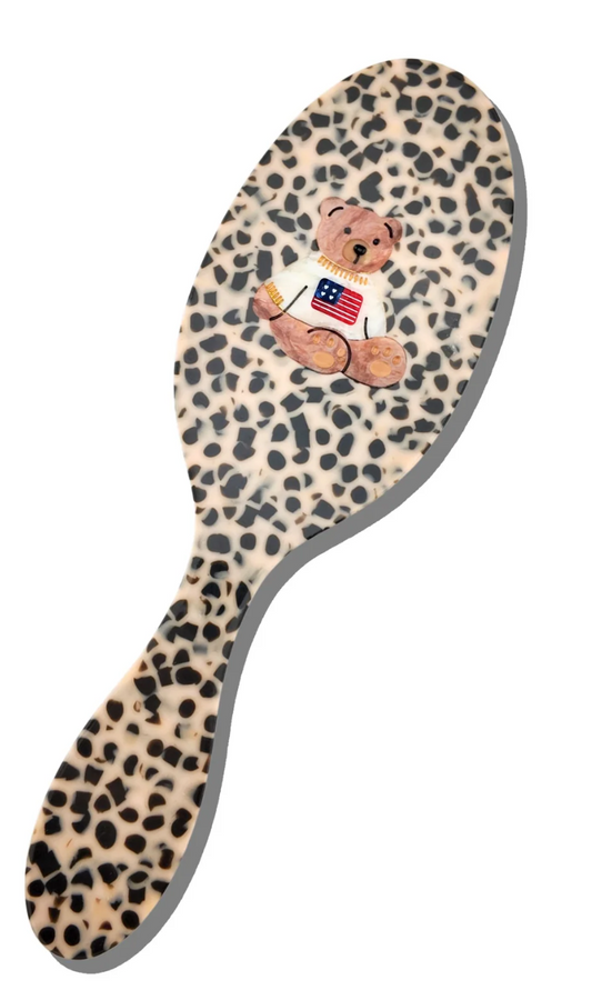 Hand-painted Americana Teddy Amazing Hair Brush