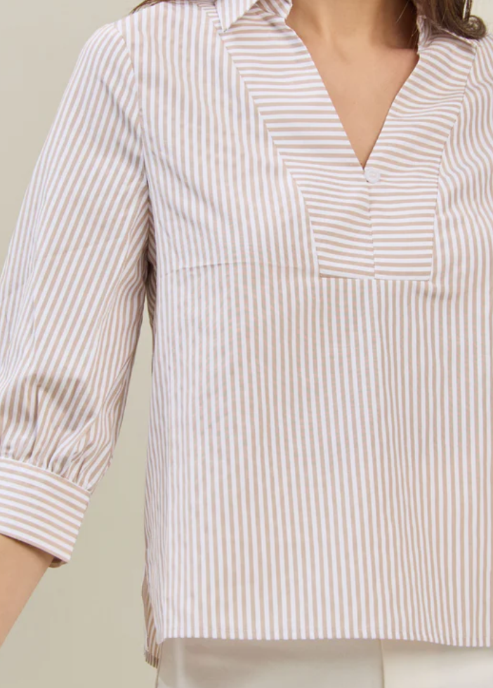 STRIPE 3/4 SLEEVE BLOUSE