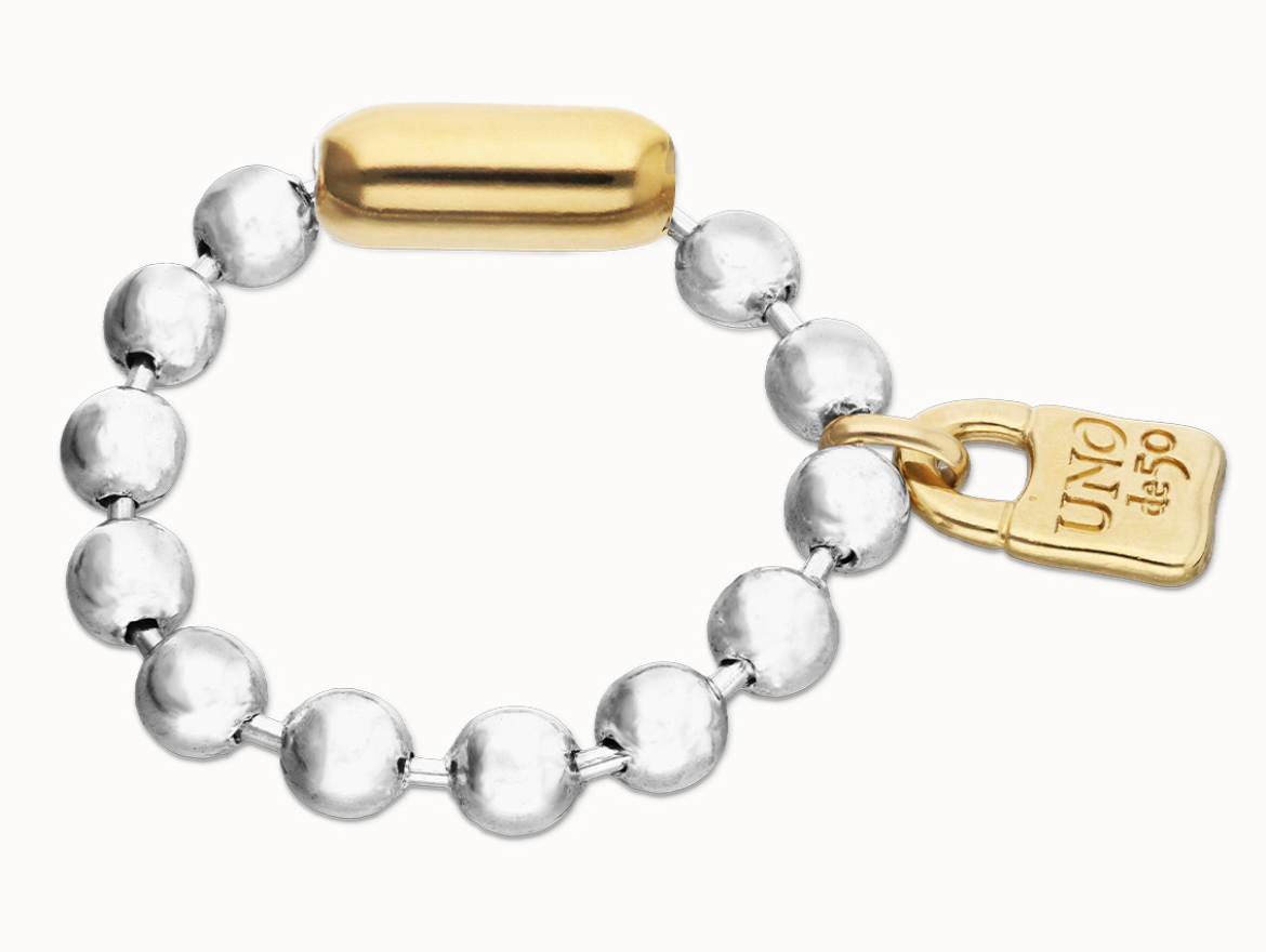 2 TONE-Bead bracelet with padlock and clasp