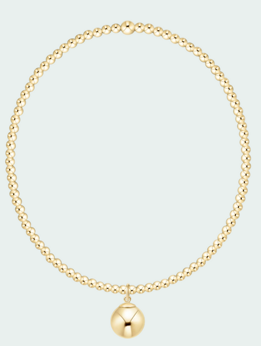 Classic Gold 2mm Bracelet - Classic Gold 8mm Charm