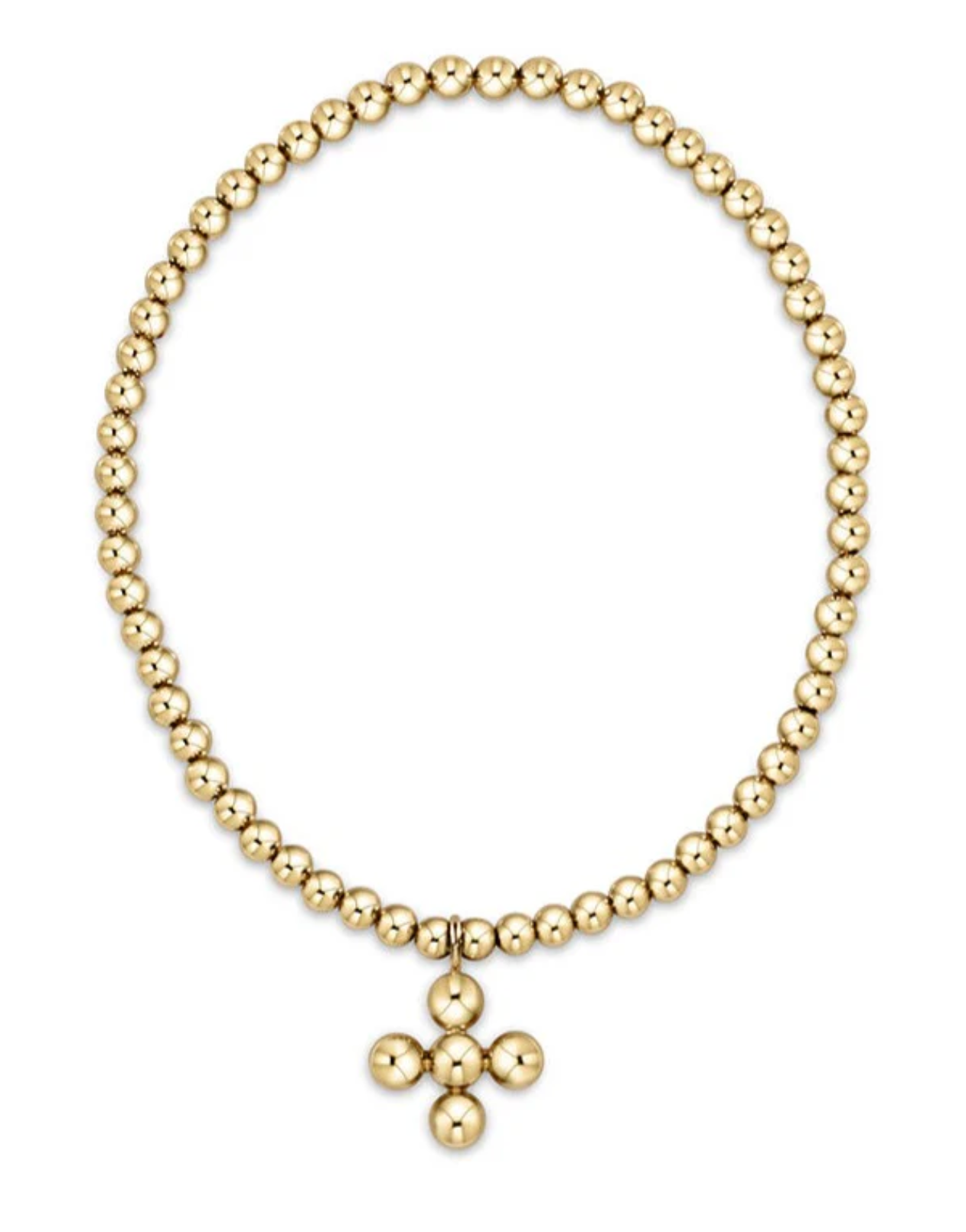 Classic Gold 3mm Bead Bracelet - Classic Beaded Signature Cross Gold Charm - 4mm Bead Gold