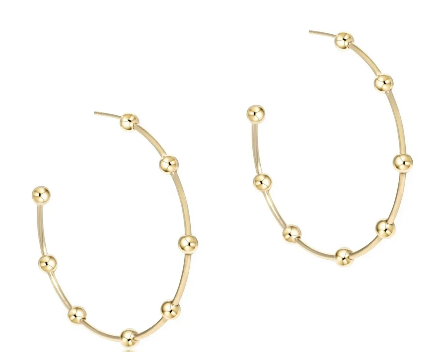 Beaded Simplicity 1.5" Post Hoop - Gold 4mm