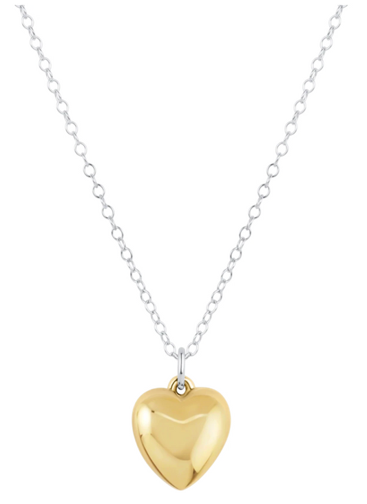 16" Necklace Mixed Metal - Love Plush Gold Charm