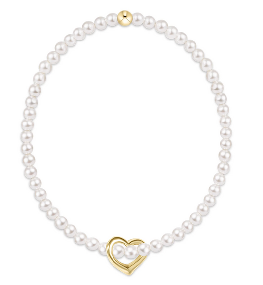 egirl Classic Pearl 3mm Bracelet - Love Gold Charm