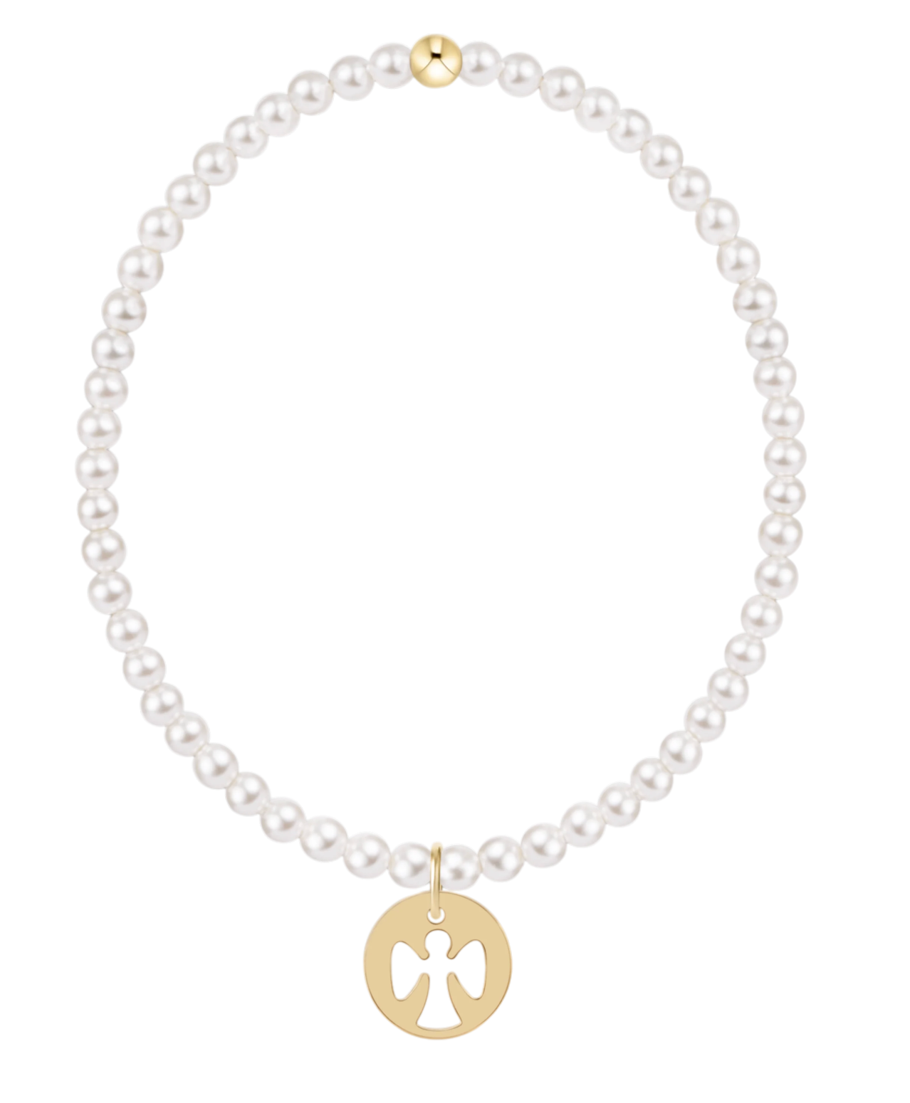 egirl Classic Pearl 3mm Bracelet - Guardian Angel Gold Disc