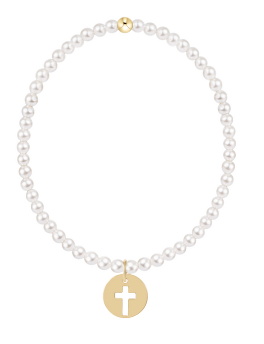 egirl Classic Pearl 3mm Bracelet - Blessed Gold Disc