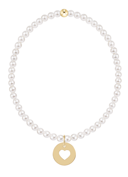 egirl Classic Pearl 3mm Bracelet - Love Gold Disc