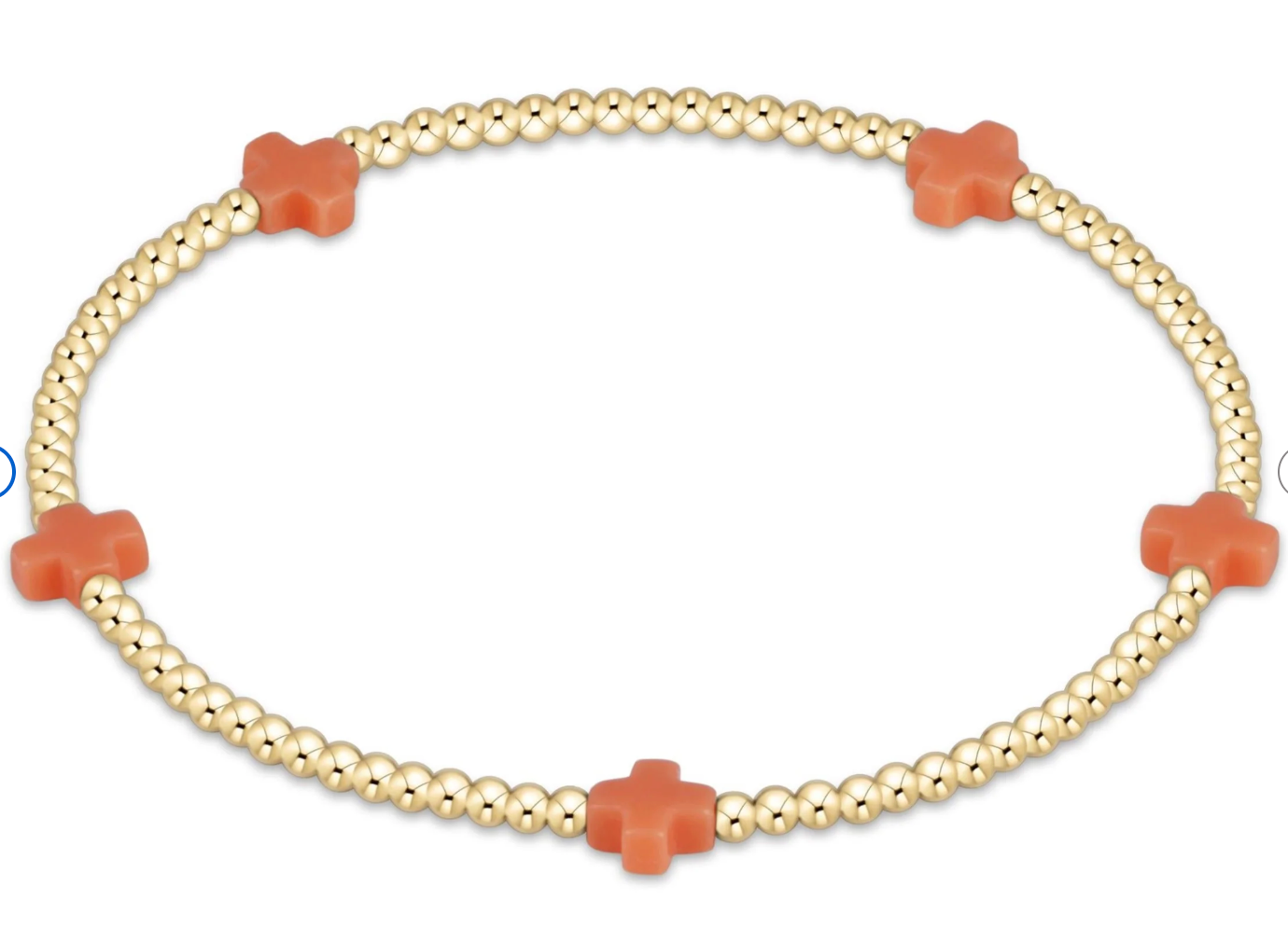 egirl Signature Cross Small 2mm Gold Bracelet - Coral
