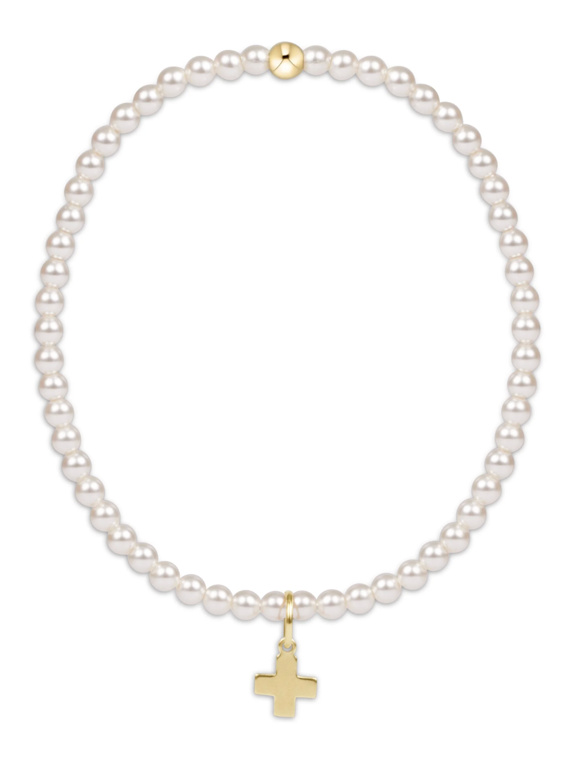 egirl Classic Pearl 3mm Bracelet - Signature Cross Gold Charm