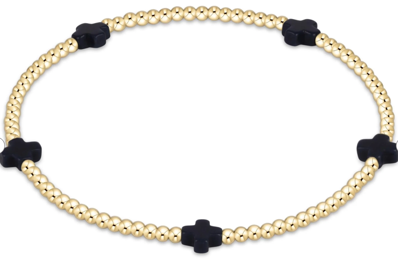 egirl Signature Cross Small 2mm Gold Bracelet - Navy