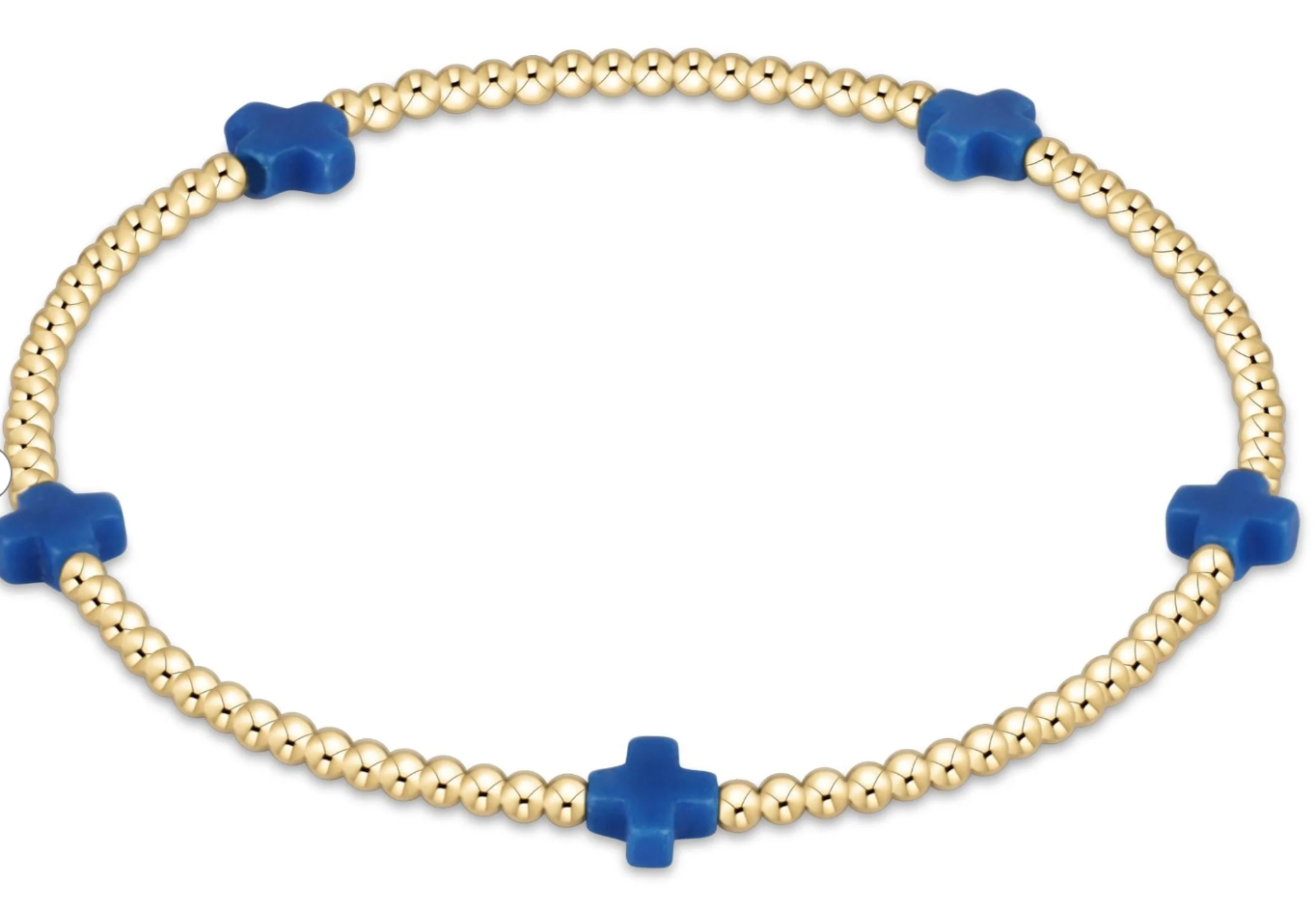 egirl Signature Cross Small 2mm Gold Bracelet - Cobalt