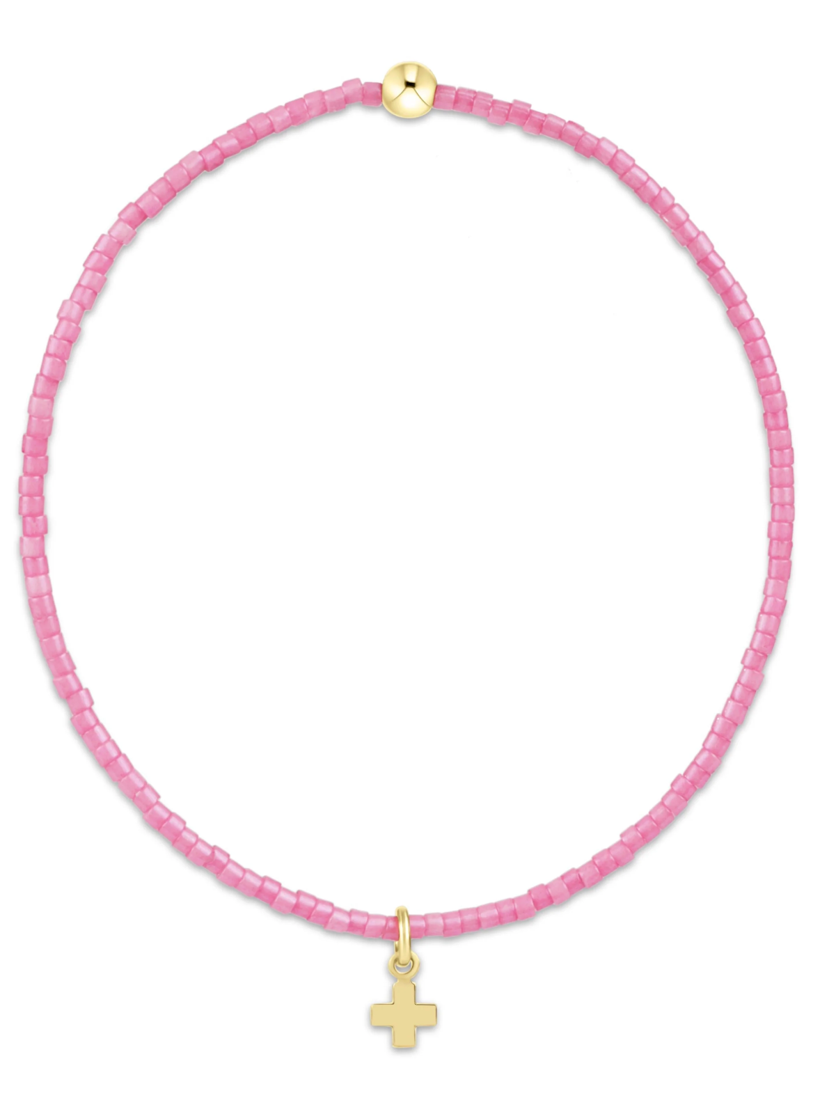 Hope Classic Bubblegum Bracelet - Signature Cross Small Gold Charm