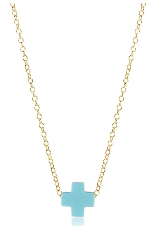 egirl 14" Necklace Gold - Signature Cross Turquoise