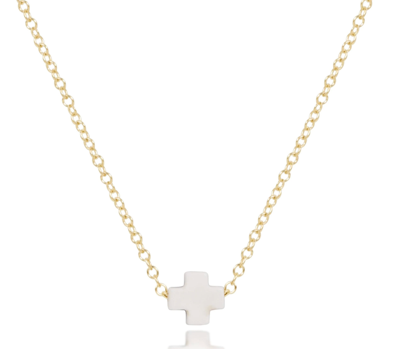 egirl 14" Necklace Gold - Signature Cross Off-White