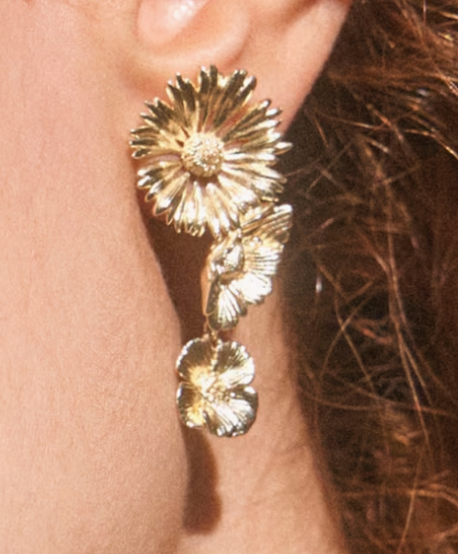 CAILEY FLOWER STATEMENT EARRINGS GOLD