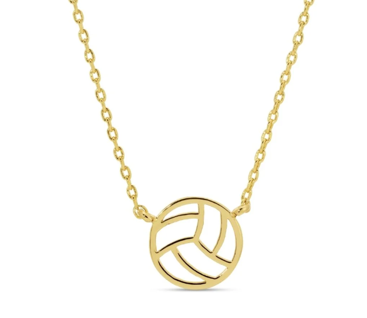 Necklace - Volleyball petite sports necklace, Gold
