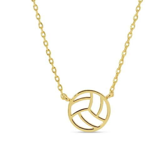 Necklace - Volleyball petite sports necklace, Gold